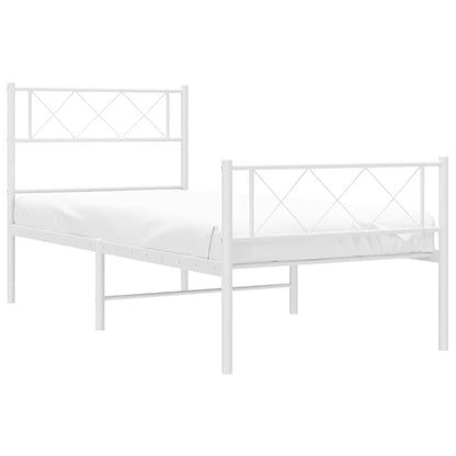 vidaXL Metal Bed Frame without Mattress with Footboard White 100x200cm 4