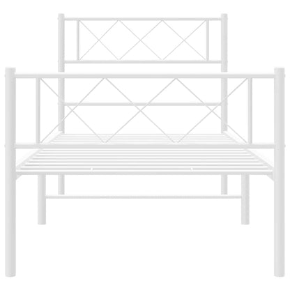 vidaXL Metal Bed Frame without Mattress with Footboard White 100x200cm 5