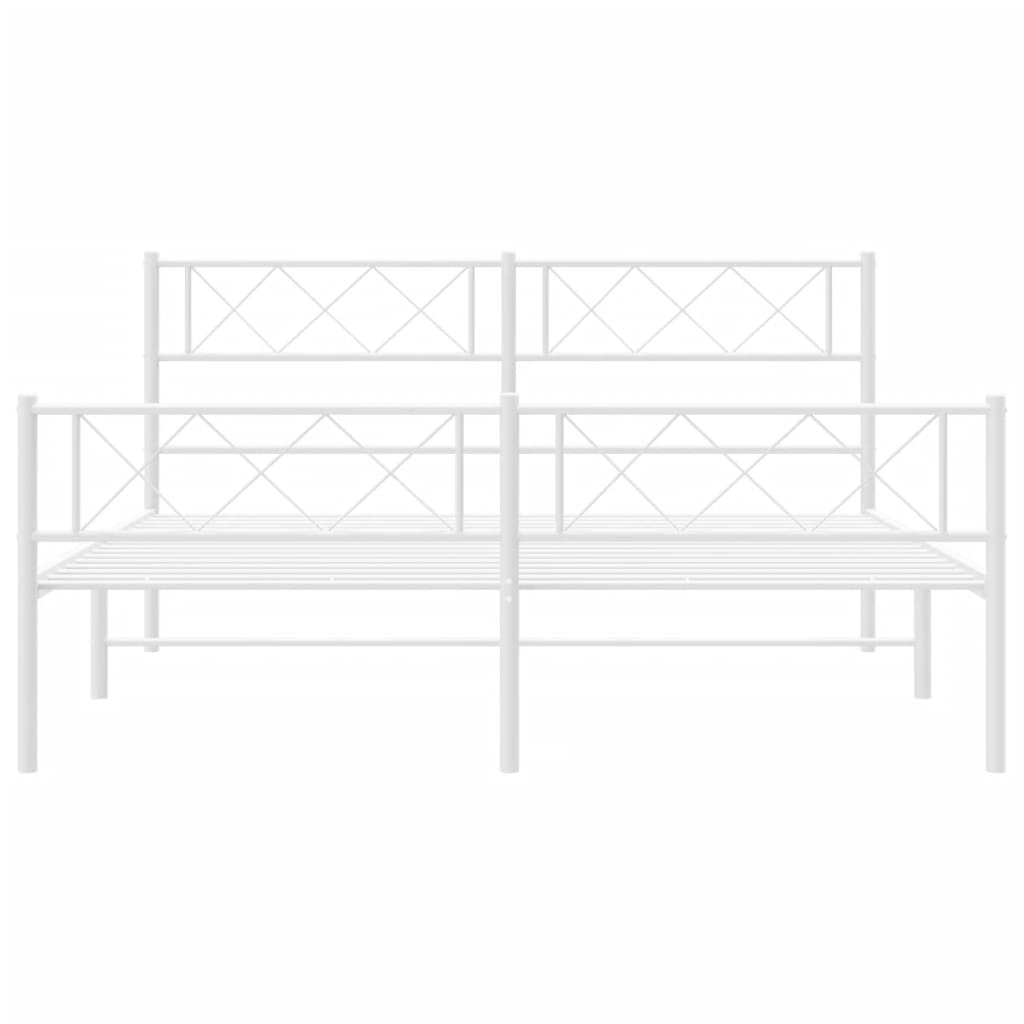 vidaXL Metal Bed Frame without Mattress with Footboard White 120x200cm 4