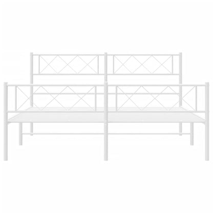 vidaXL Metal Bed Frame without Mattress with Footboard White 120x200cm 4