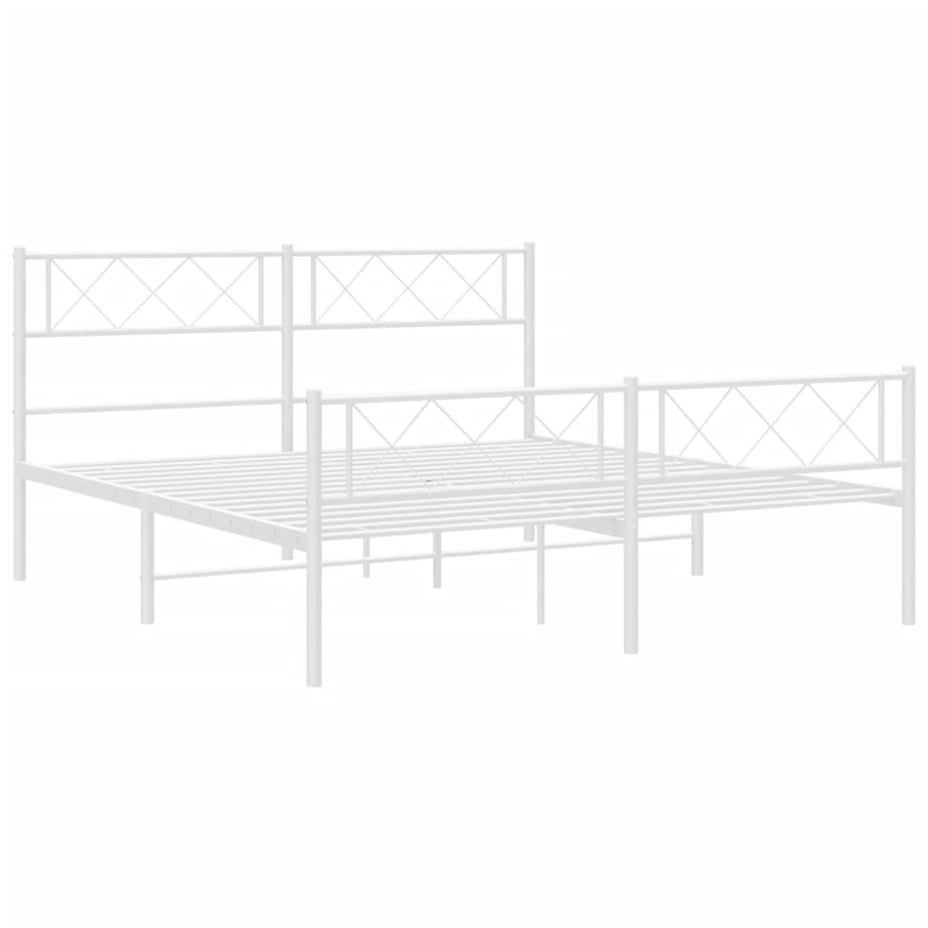 vidaXL Metal Bed Frame without Mattress with Footboard White 120x200cm 5
