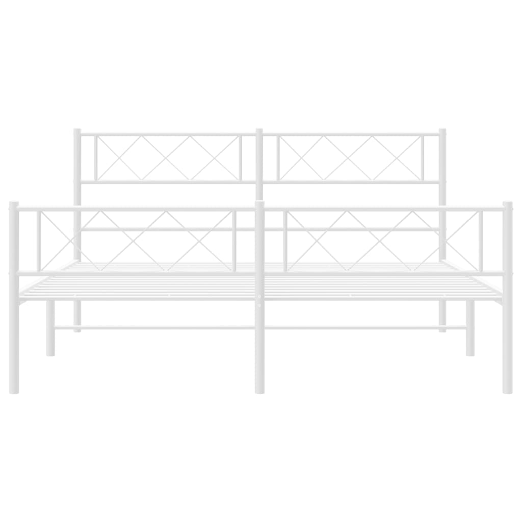vidaXL Metal Bed Frame without Mattress with Footboard White 140x190cm 4