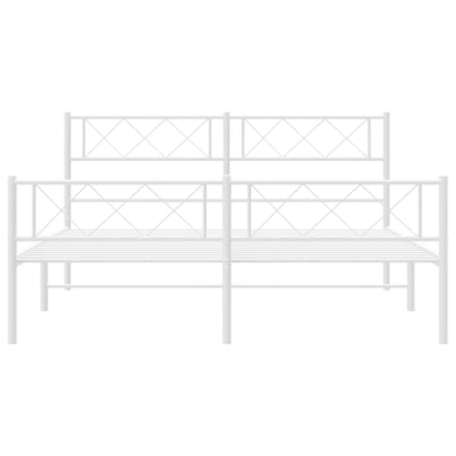 vidaXL Metal Bed Frame without Mattress with Footboard White 140x190cm 4