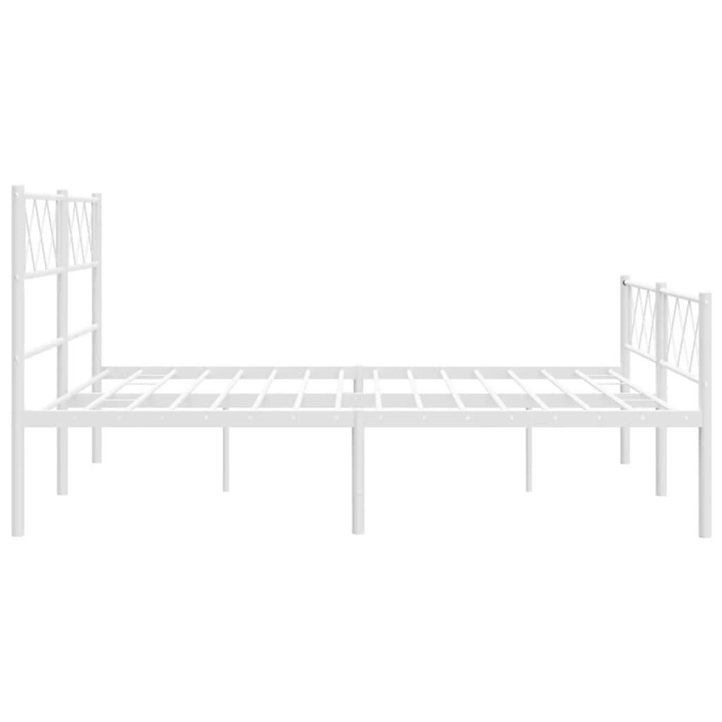 vidaXL Metal Bed Frame without Mattress with Footboard White 140x190cm 6