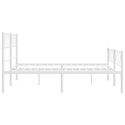 vidaXL Metal Bed Frame without Mattress with Footboard White 140x190cm 6