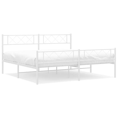 Metal Bed Frame without Mattress with Footboard With headboard & footboard White 183 cm 213 cm