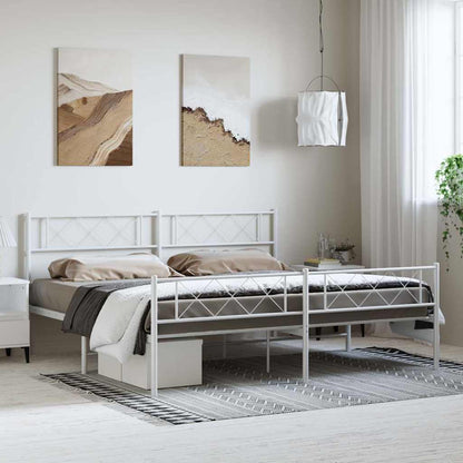 vidaXL Metal Bed Frame without Mattress with Footboard White 183x213cm 1