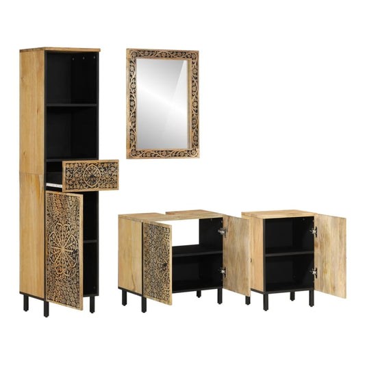vidaXL 4 Piece Bathroom Furniture Set Solid Wood Mango 2