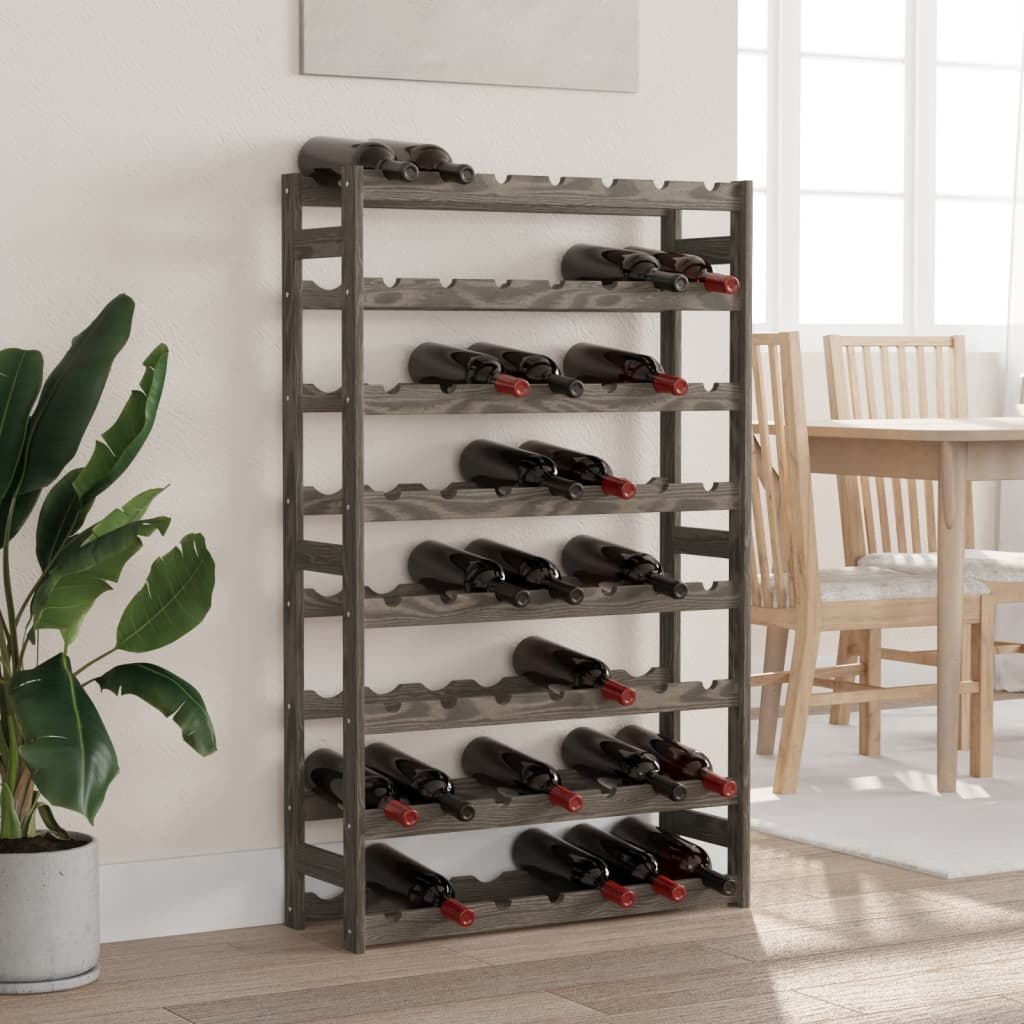 vidaXL Wine Rack for 56 Bottles Grey Solid Wood Pine 1
