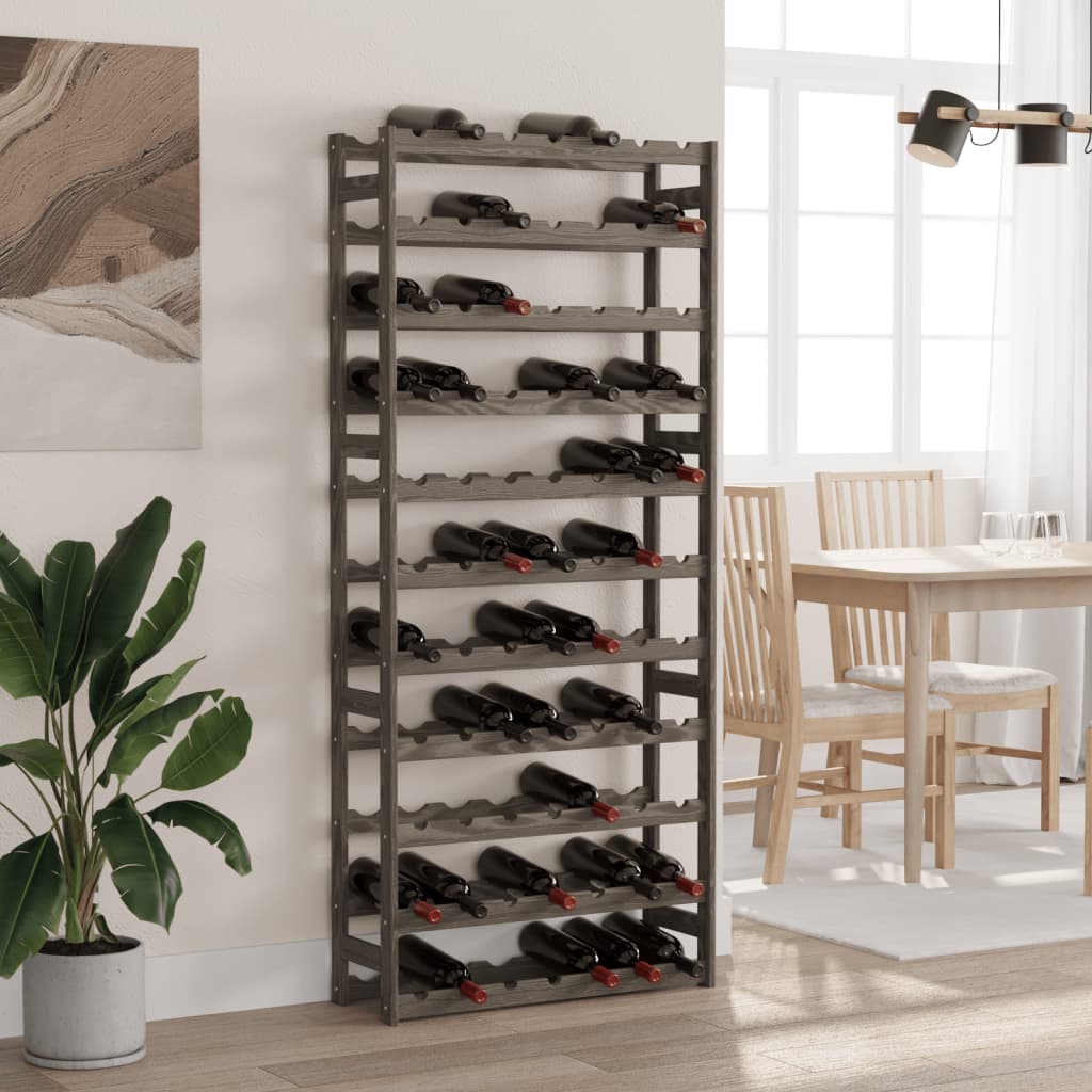 vidaXL Wine Rack for 77 Bottles Grey Solid Wood Pine 1