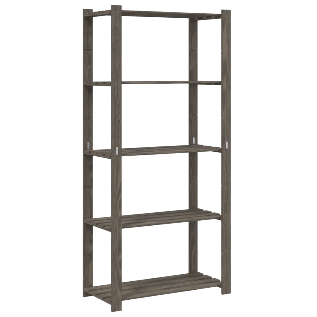 vidaXL 5-Tier Storage Rack Grey 80x38x170 cm Solid Wood Pine 2