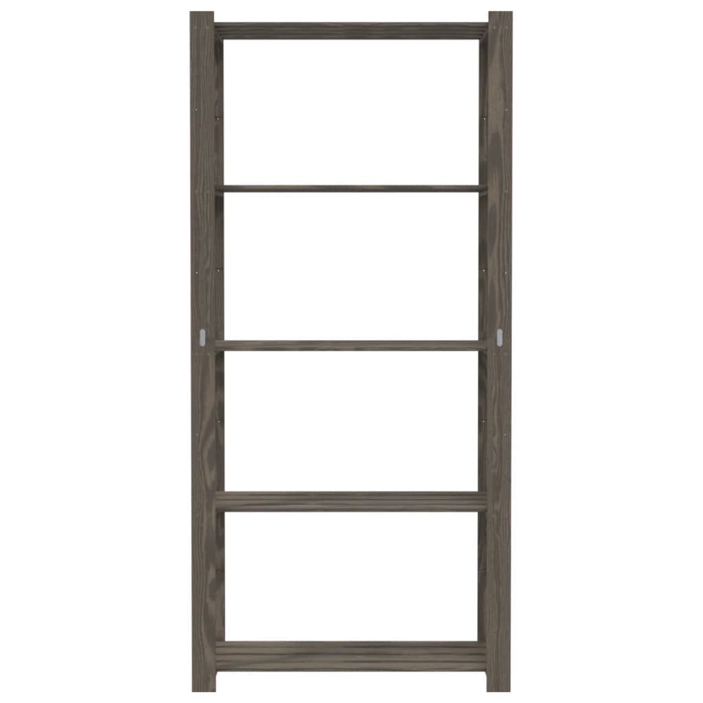 vidaXL 5-Tier Storage Rack Grey 80x38x170 cm Solid Wood Pine 3