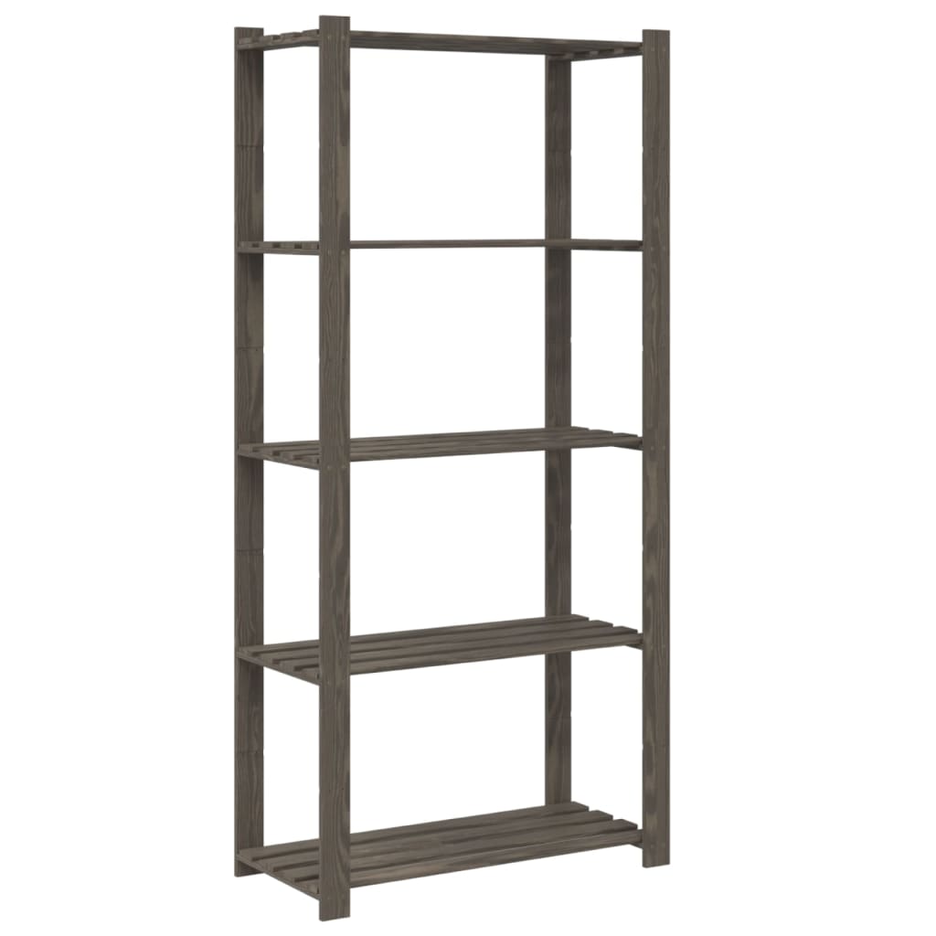 vidaXL 5-Tier Storage Rack Grey 80x38x170 cm Solid Wood Pine 5