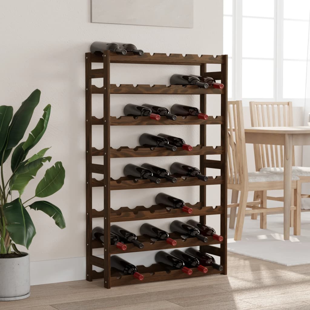 vidaXL Wine Rack for 56 Bottles Brown Solid Wood Pine 1