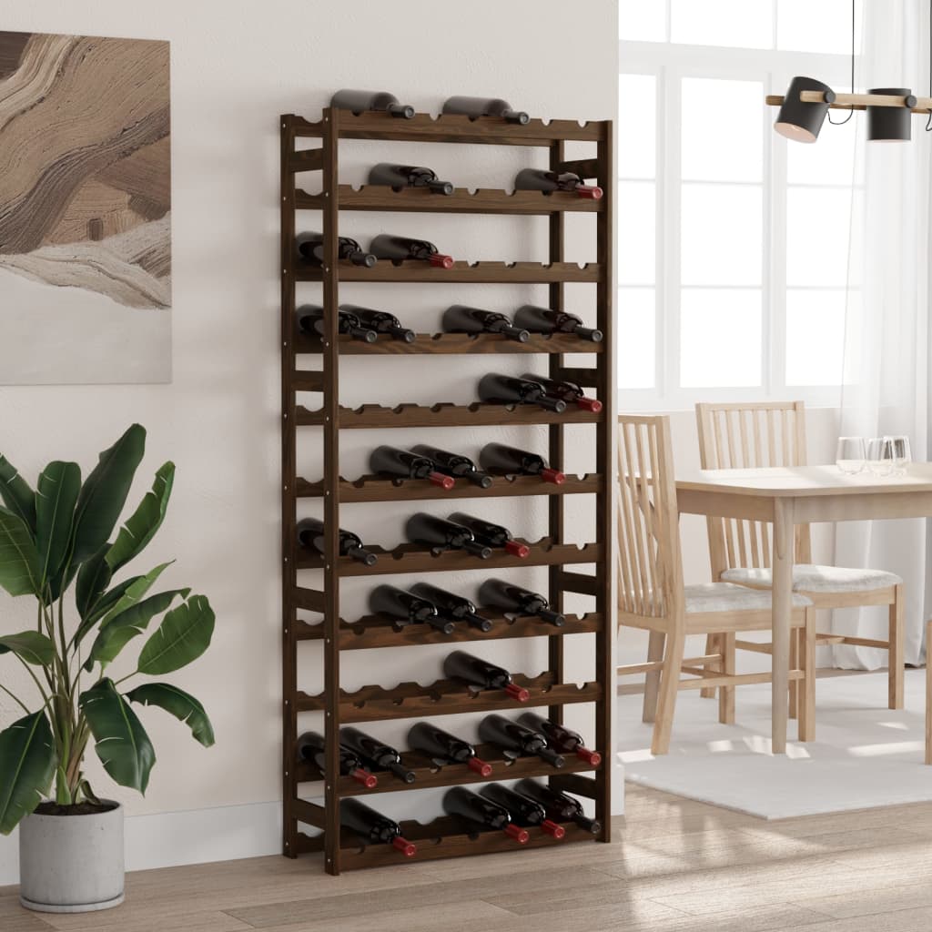 vidaXL Wine Rack for 77 Bottles Brown Solid Wood Pine 1