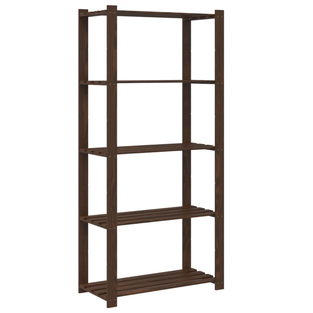 vidaXL 5-Tier Storage Rack Brown 80x38x170 cm Solid Wood Pine 5