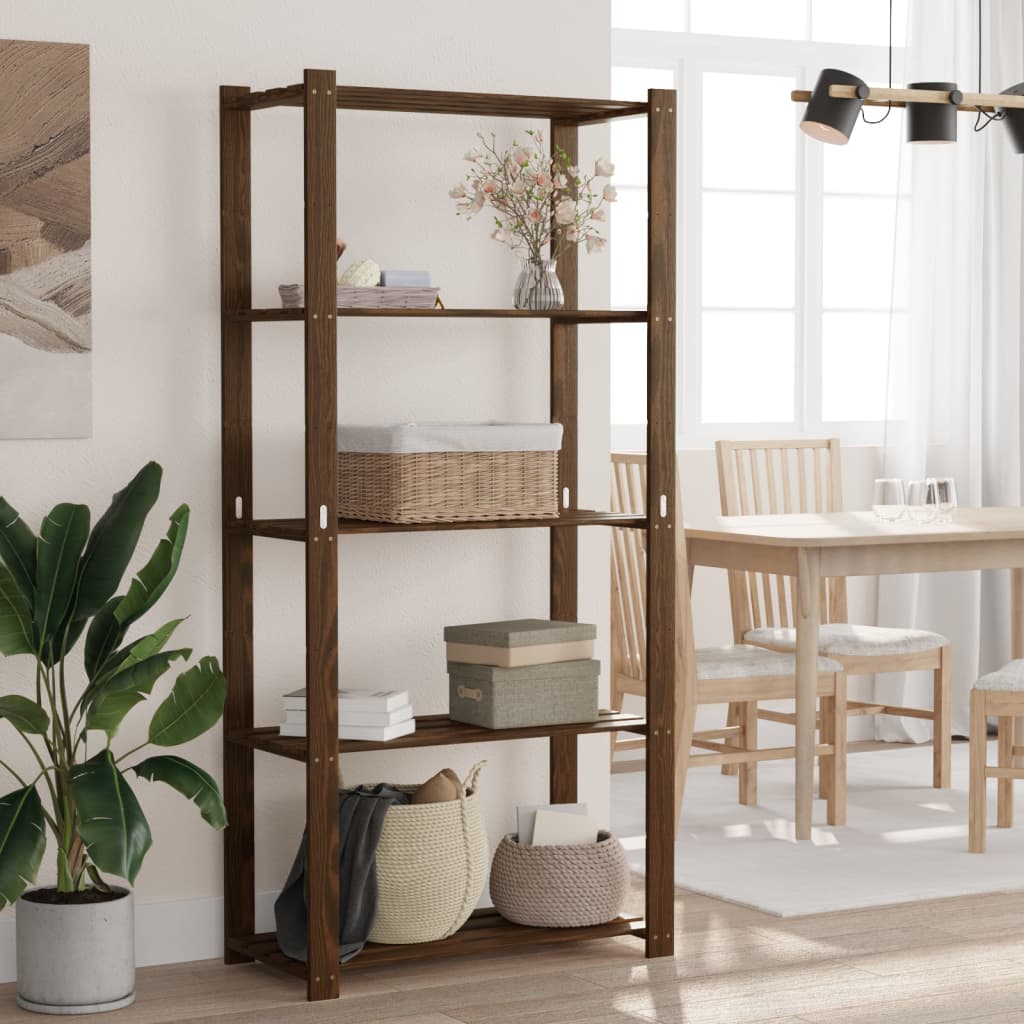 vidaXL 5-Tier Storage Rack Brown 80x38x170 cm Solid Wood Pine 1