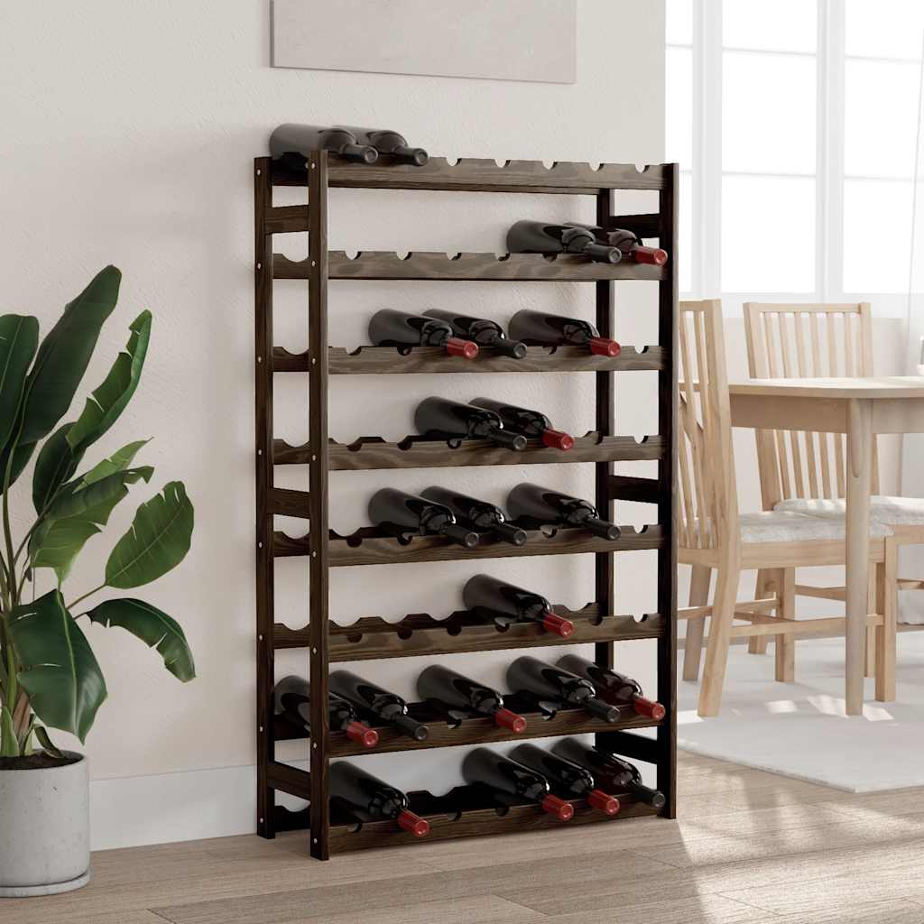 vidaXL Wine Rack for 56 Bottles Black Solid Wood Pine 1