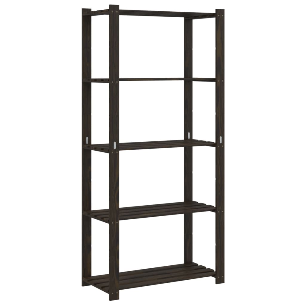 vidaXL 5-Tier Storage Rack Black 80x38x170 cm Solid Wood Pine 2