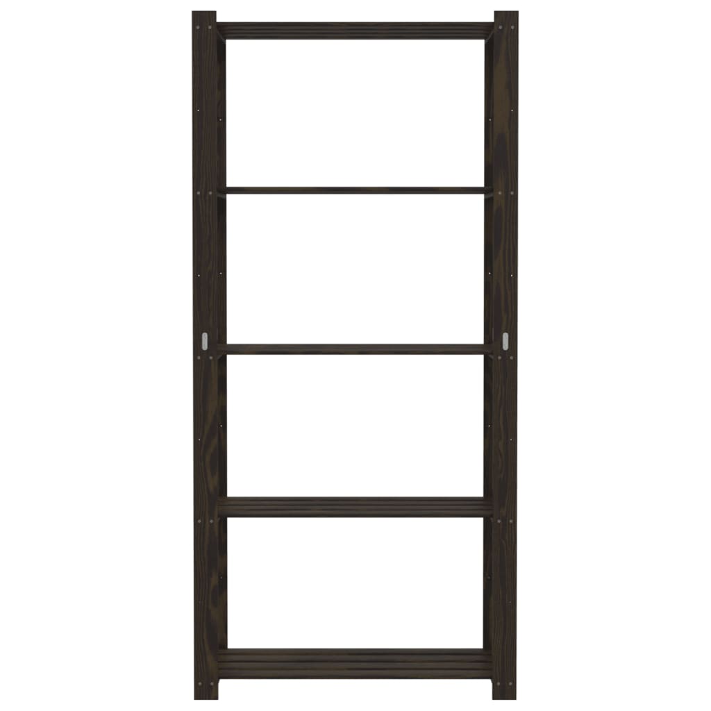 vidaXL 5-Tier Storage Rack Black 80x38x170 cm Solid Wood Pine 3