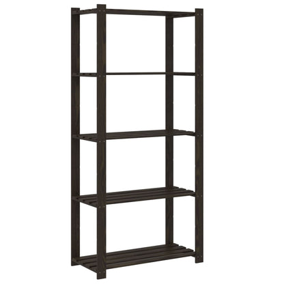 vidaXL 5-Tier Storage Rack Black 80x38x170 cm Solid Wood Pine 4