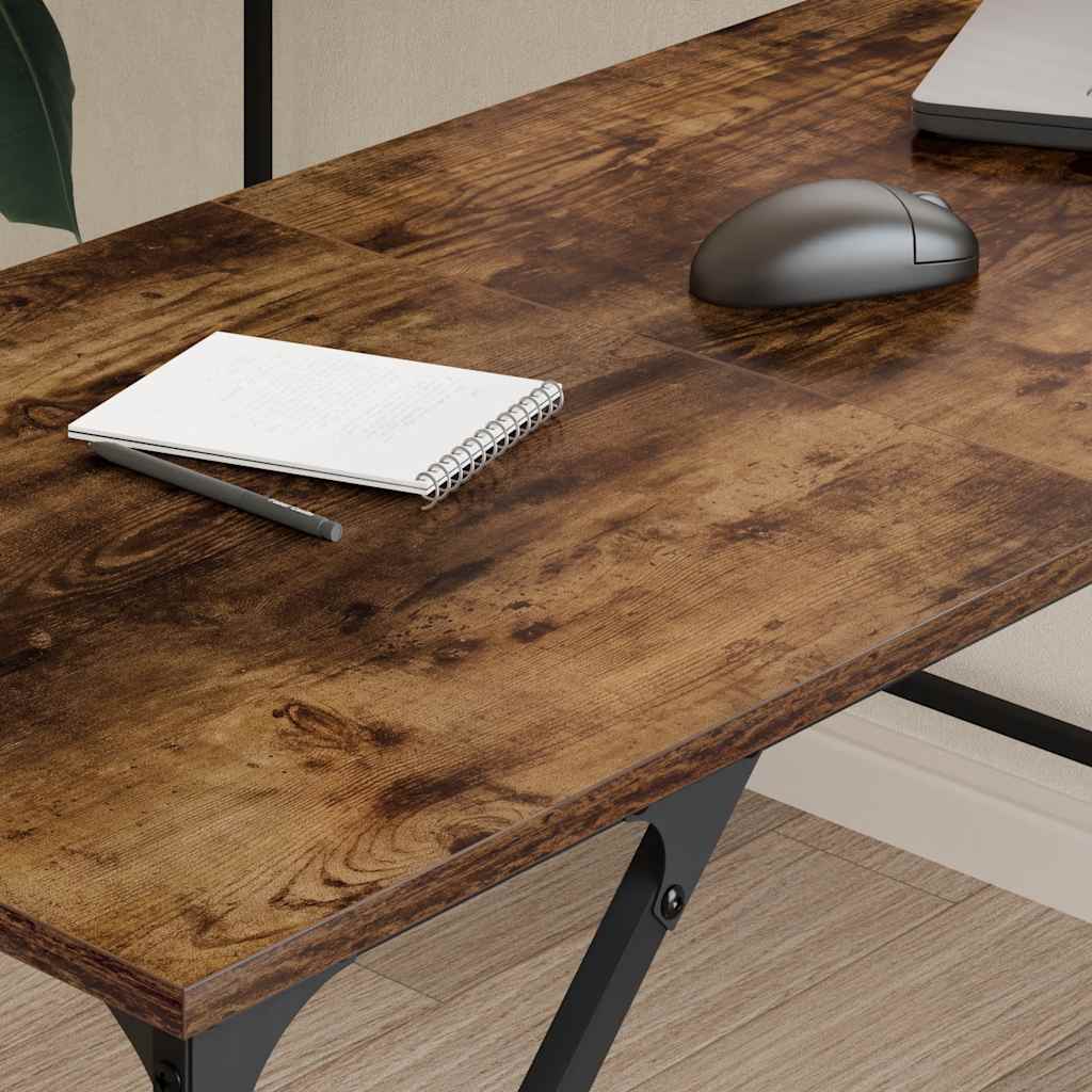 vidaXL Desk Smoked Oak 149x149x75 cm Engineered Wood 3