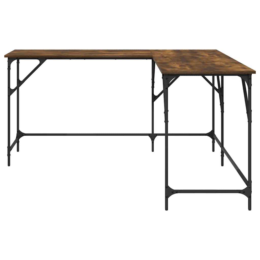 vidaXL Desk Smoked Oak 149x149x75 cm Engineered Wood 4
