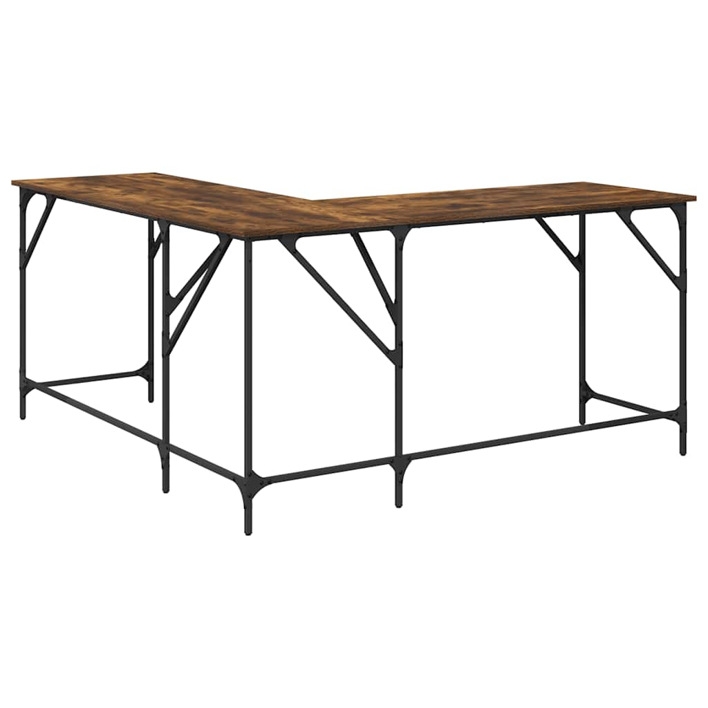 vidaXL Desk Smoked Oak 149x149x75 cm Engineered Wood 5