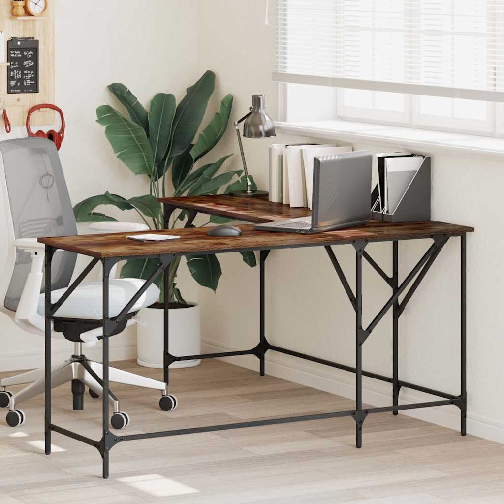vidaXL Desk Smoked Oak 149x149x75 cm Engineered Wood 1