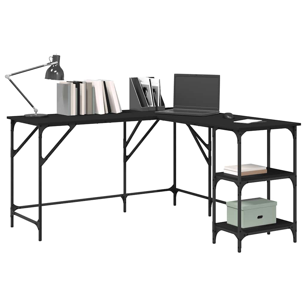 vidaXL Desk Black 139x139x75 cm Engineered Wood 4