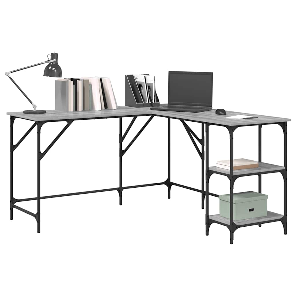 vidaXL Desk Grey Sonoma 139x139x75 cm Engineered Wood 4