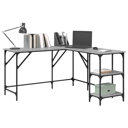 vidaXL Desk Grey Sonoma 139x139x75 cm Engineered Wood 4