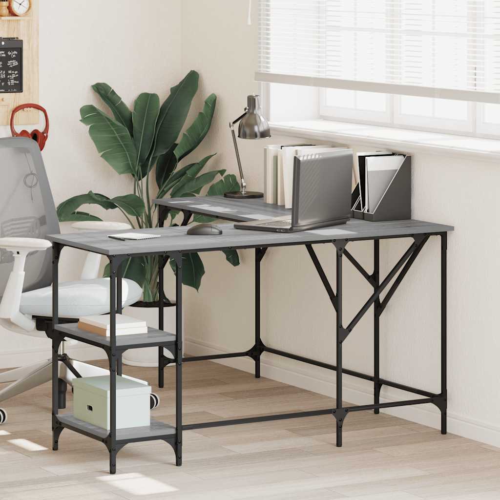 vidaXL Desk Grey Sonoma 139x139x75 cm Engineered Wood 1