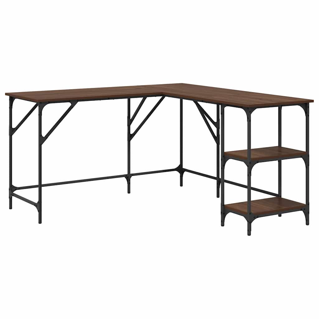 vidaXL Desk Brown Oak 139x139x75 cm Engineered Wood 2