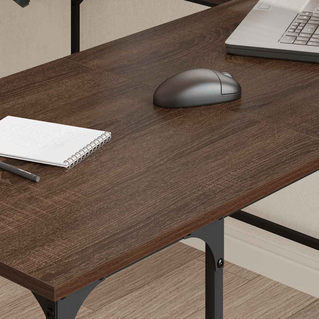 vidaXL Desk Brown Oak 139x139x75 cm Engineered Wood 3
