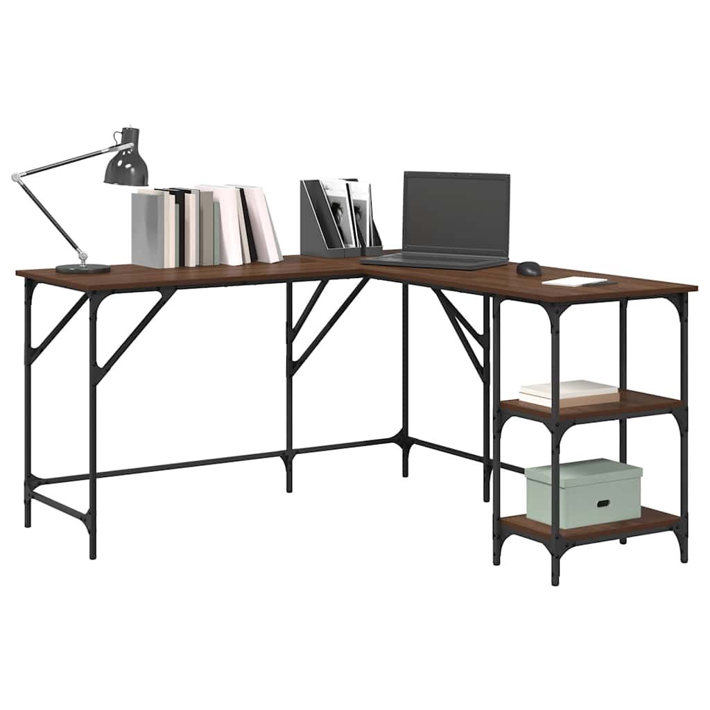 vidaXL Desk Brown Oak 139x139x75 cm Engineered Wood 4