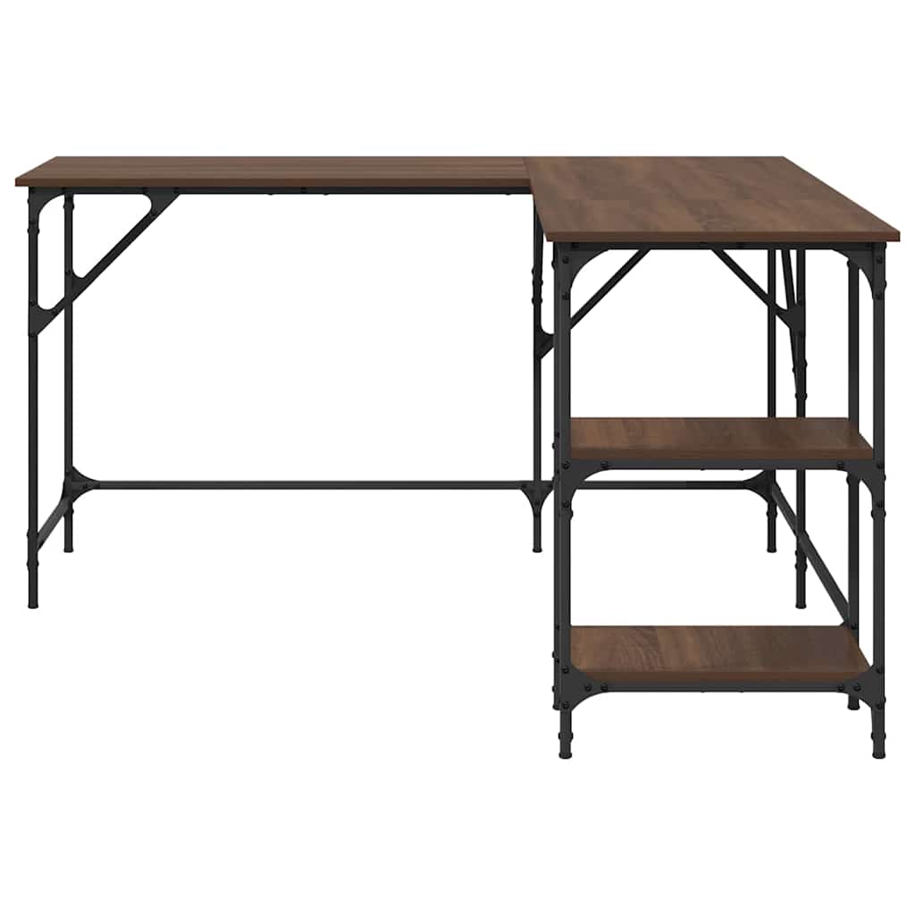 vidaXL Desk Brown Oak 139x139x75 cm Engineered Wood 5