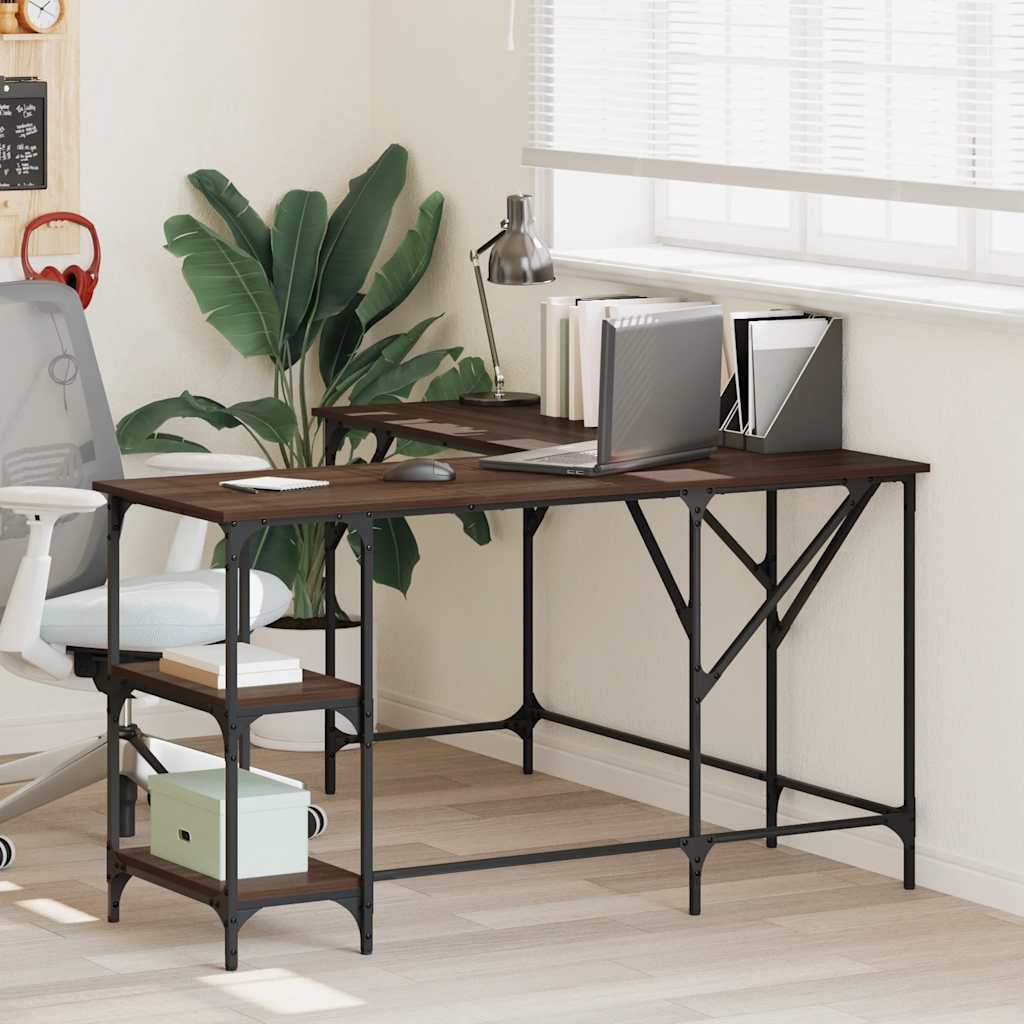 vidaXL Desk Brown Oak 139x139x75 cm Engineered Wood 1