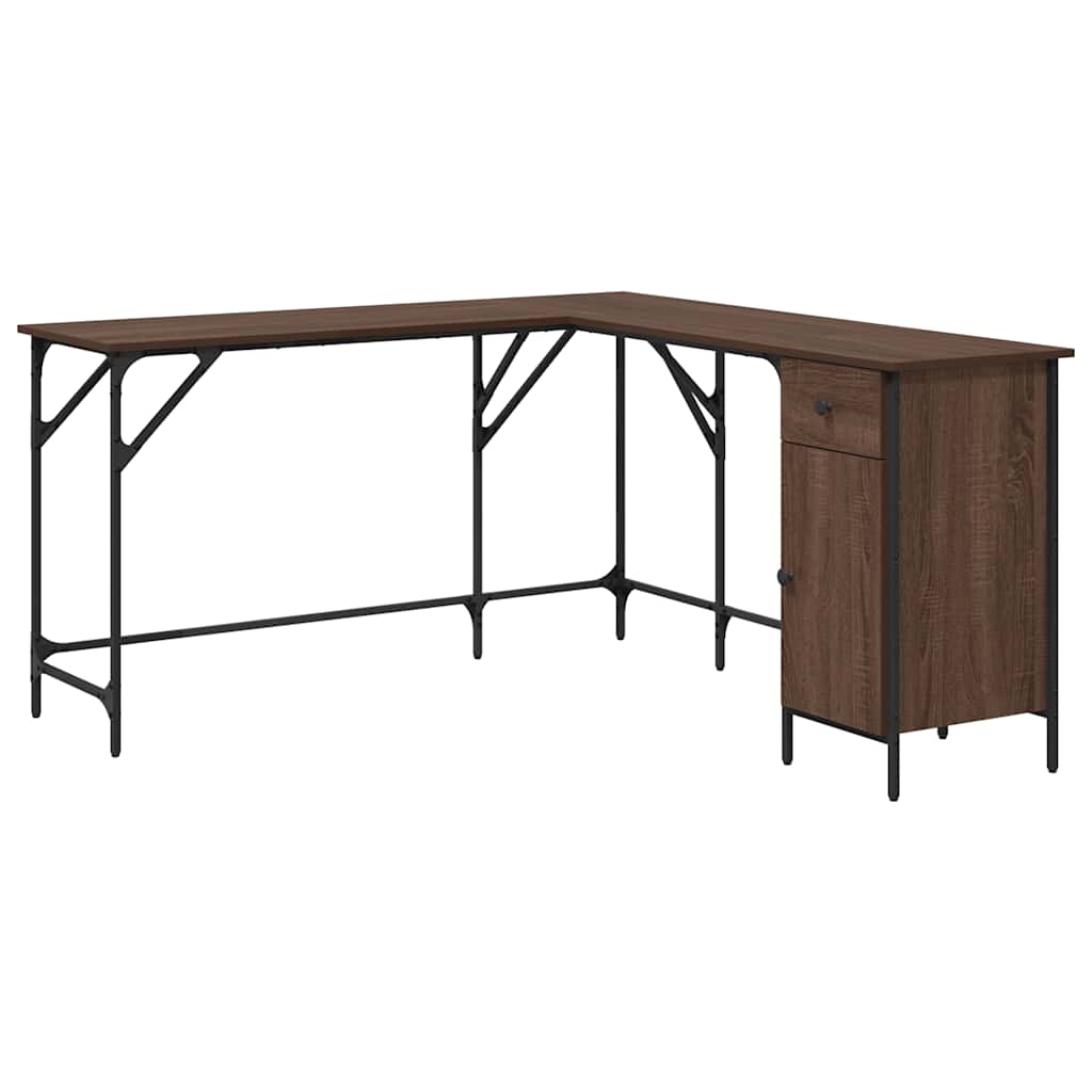 vidaXL Desk Brown Oak 141x141x75 cm Engineered Wood 2