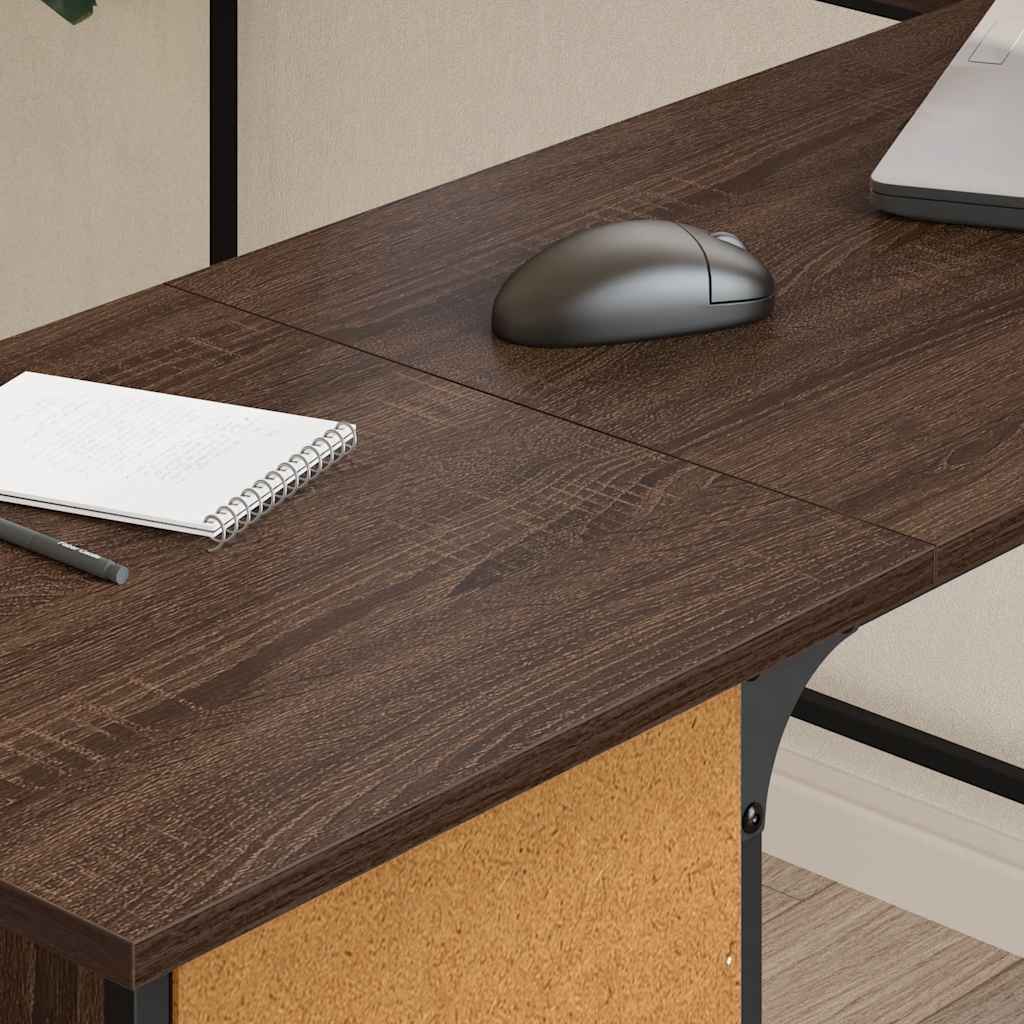 vidaXL Desk Brown Oak 141x141x75 cm Engineered Wood 3