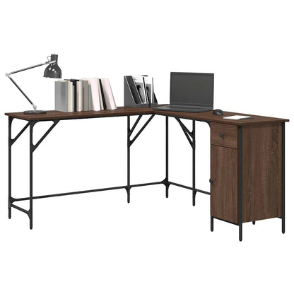 vidaXL Desk Brown Oak 141x141x75 cm Engineered Wood 4