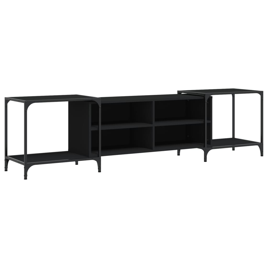 vidaXL TV Cabinet Black 203x37x50 cm Engineered Wood 2