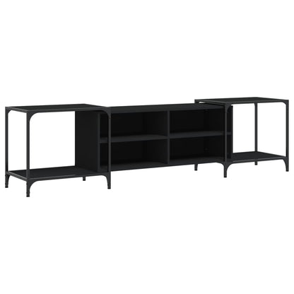 vidaXL TV Cabinet Black 203x37x50 cm Engineered Wood 2