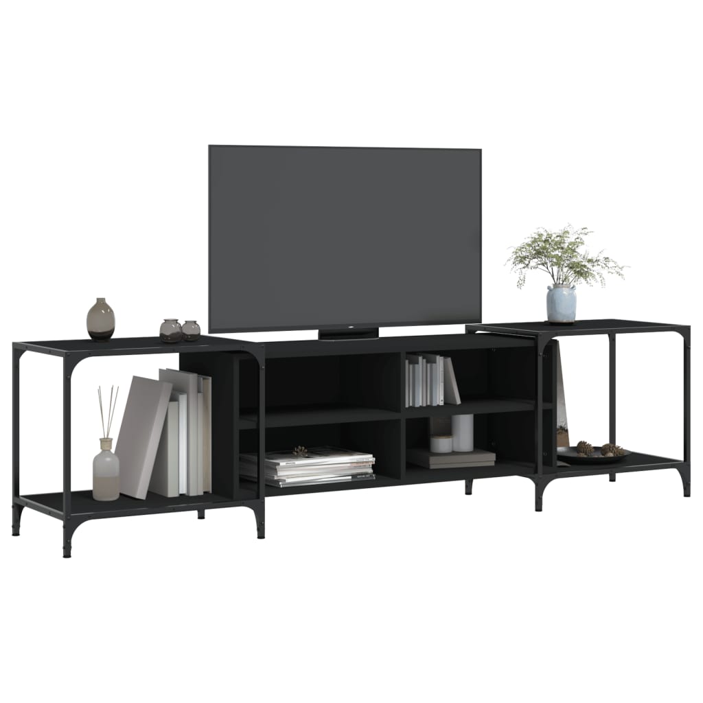vidaXL TV Cabinet Black 203x37x50 cm Engineered Wood 3