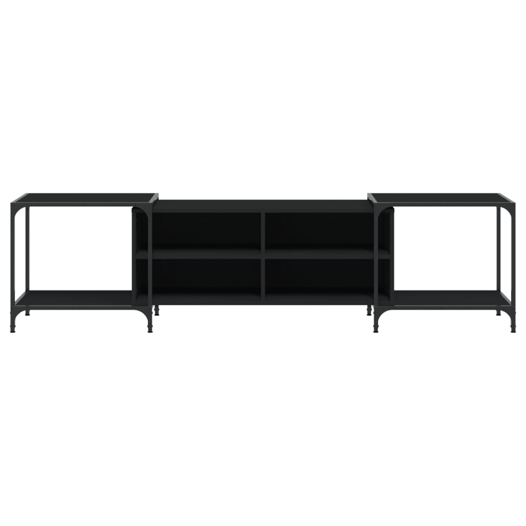 vidaXL TV Cabinet Black 203x37x50 cm Engineered Wood 4