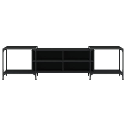 vidaXL TV Cabinet Black 203x37x50 cm Engineered Wood 4