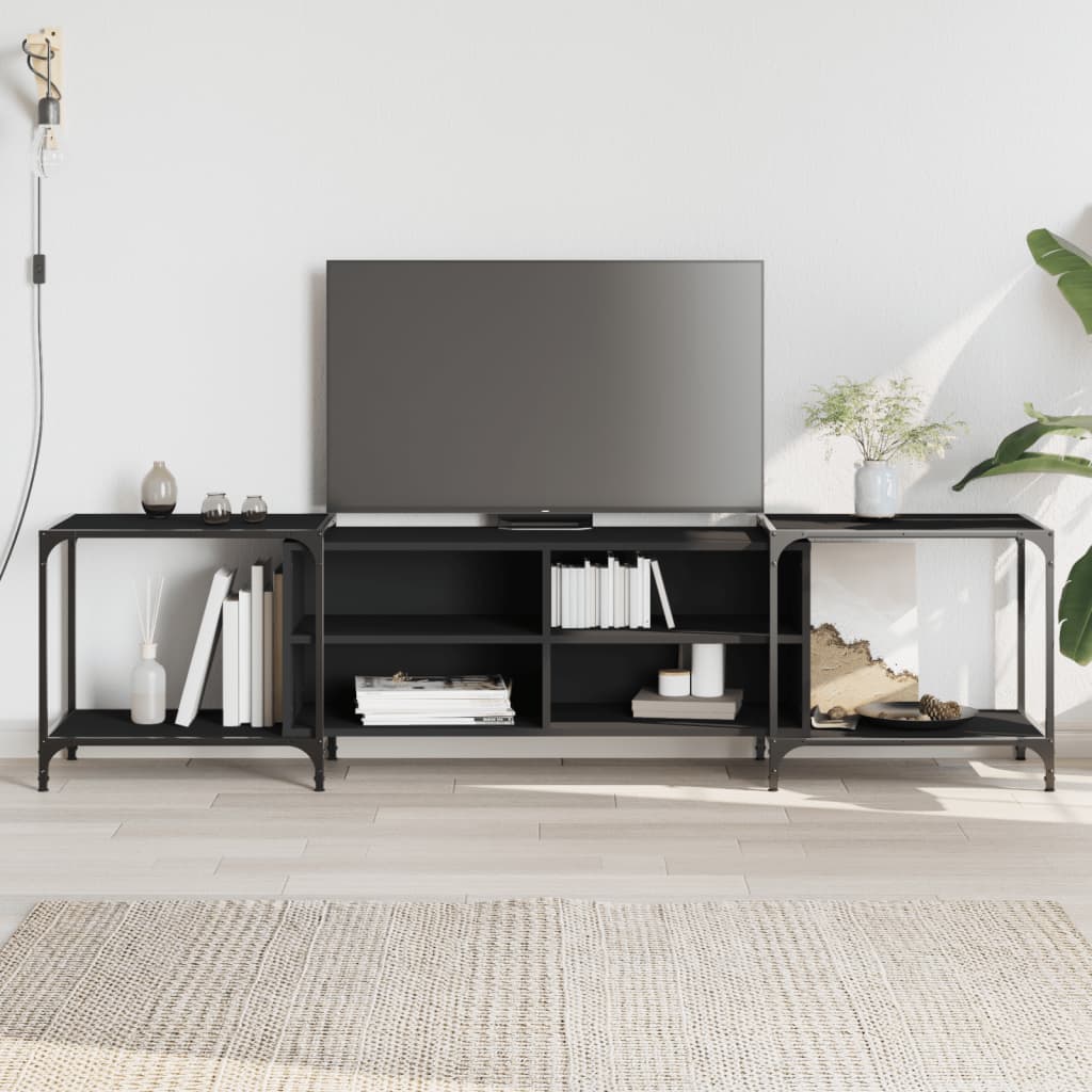 vidaXL TV Cabinet Black 203x37x50 cm Engineered Wood 1
