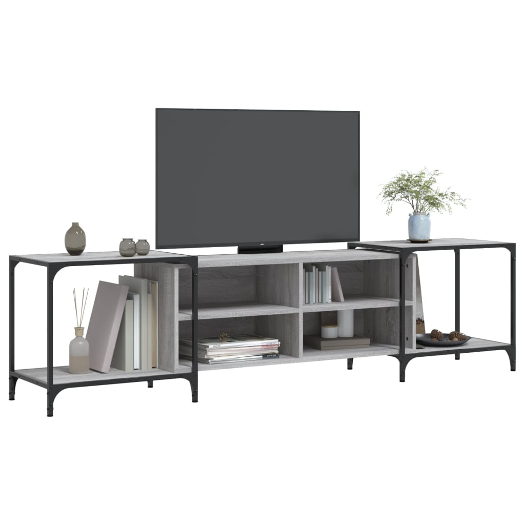 vidaXL TV Cabinet Grey Sonoma 203x37x50 cm Engineered Wood 3