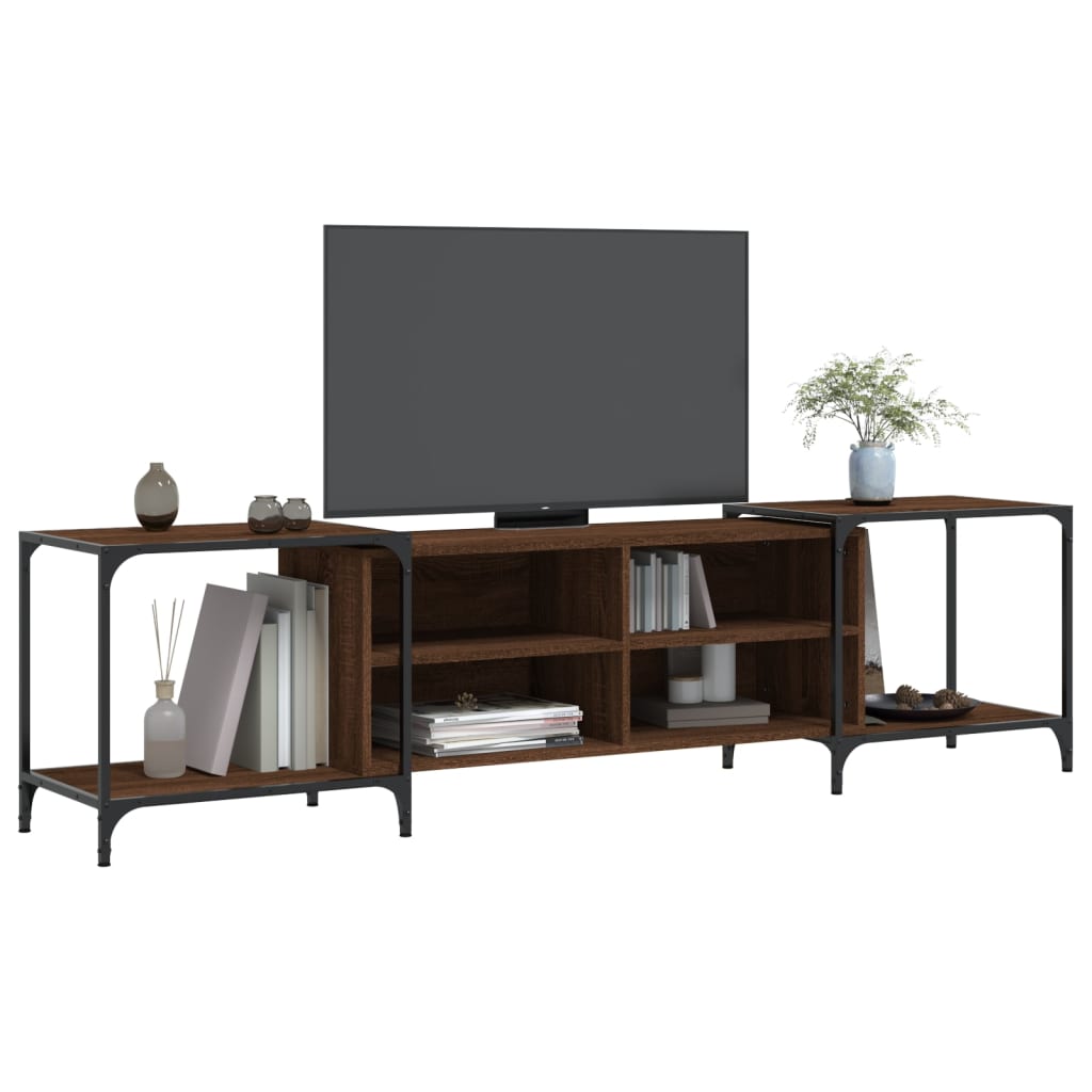vidaXL TV Cabinet Brown Oak 203x37x50 cm Engineered Wood 3
