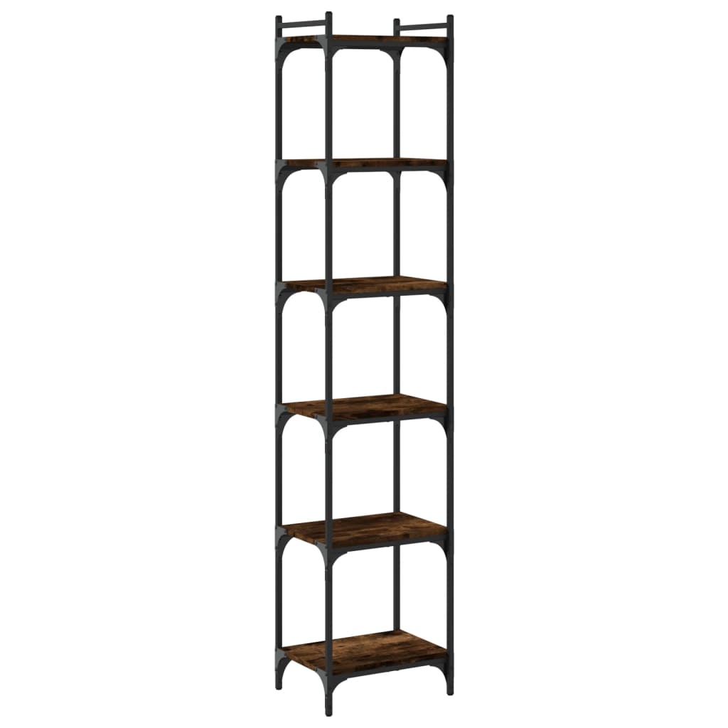 vidaXL Bookcase 6-Tier Smoked Oak 40x30x188 cm Engineered Wood 2